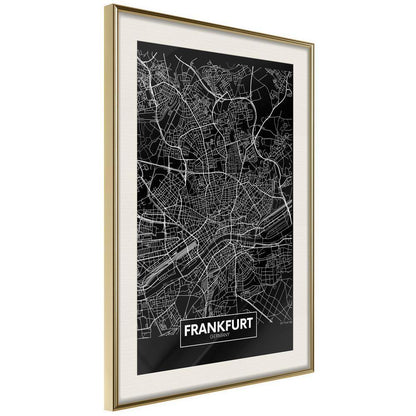 Wall Art Framed - City Map: Frankfurt (Dark)-artwork for wall with acrylic glass protection