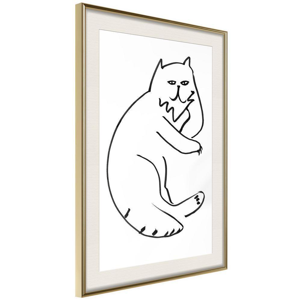 Black and White Framed Poster - Fluffy Rest-artwork for wall with acrylic glass protection