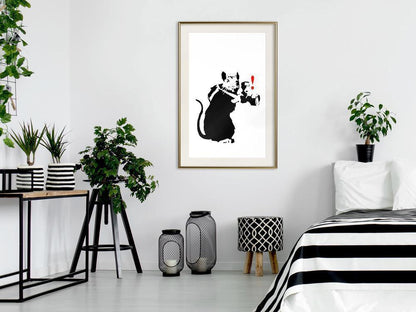 Urban Art Frame - Banksy: Rat Photographer-artwork for wall with acrylic glass protection