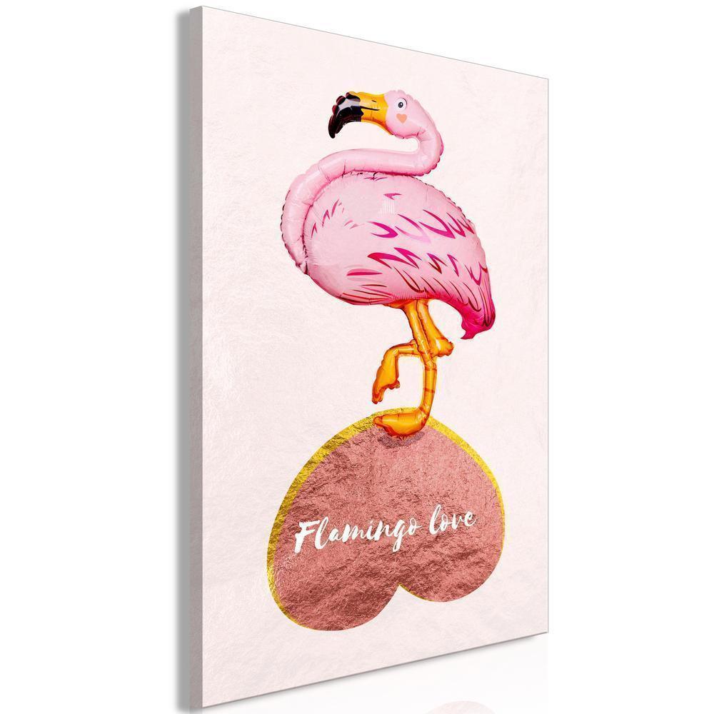 Canvas Print - Flamingo in Love (1 Part) Vertical-ArtfulPrivacy-Wall Art Collection