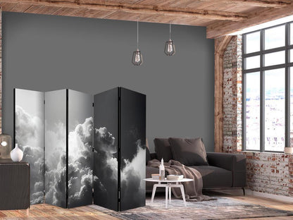 Room Divider - Extraordinary Phenomenon: The Sun Illuminating Dark Clouds- A 5 Panel Folding Screen For Living rooms, bedrooms or home office, decorative folding screen made with wood and canvas