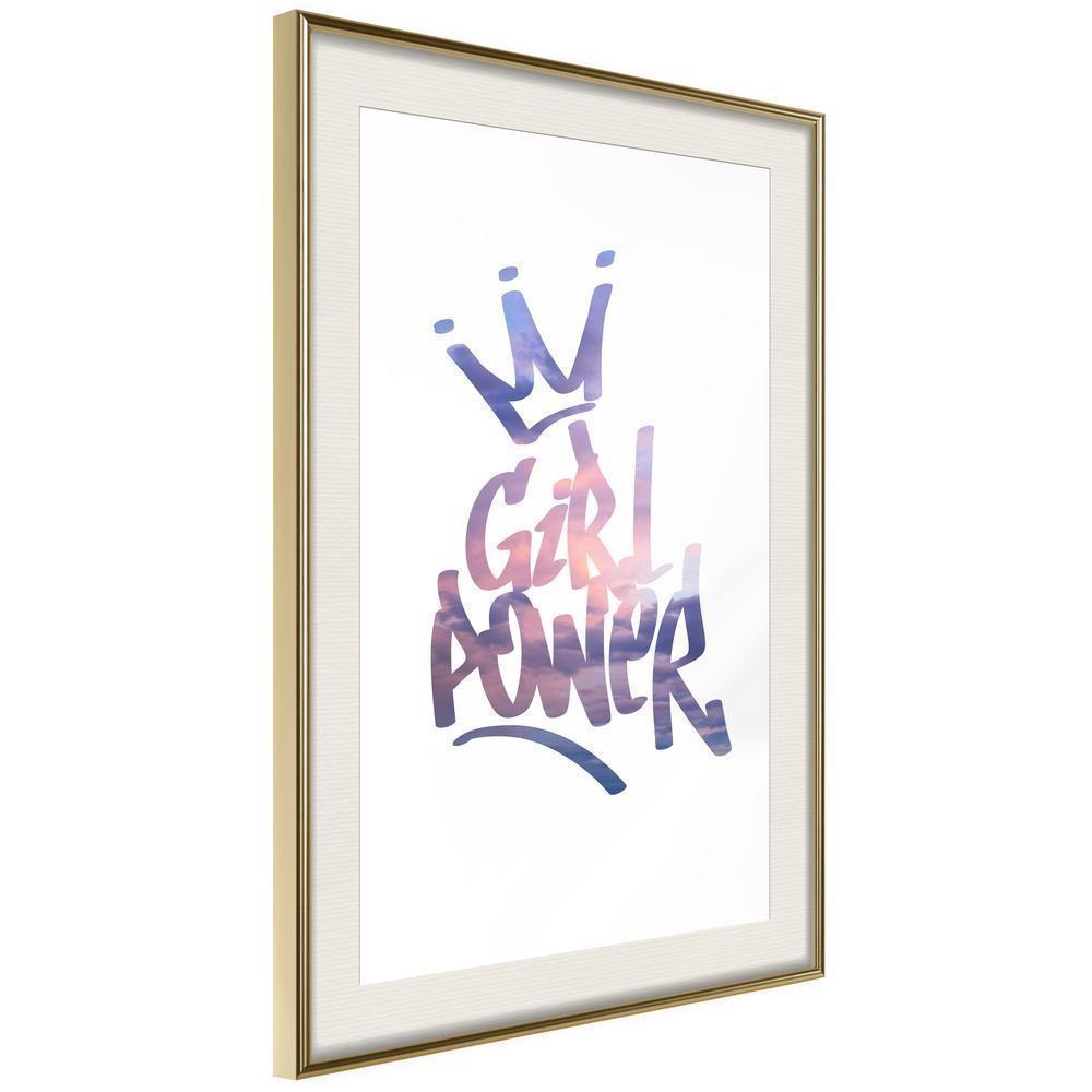 Typography Framed Art Print - Girl Power-artwork for wall with acrylic glass protection