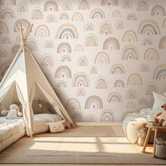 Wall Mural - Rainbows and Hearts-Wall Murals-ArtfulPrivacy