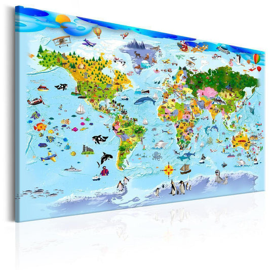 Cork board Canvas with design - Decorative Pinboard - Children's Map: Colourful Travels-ArtfulPrivacy