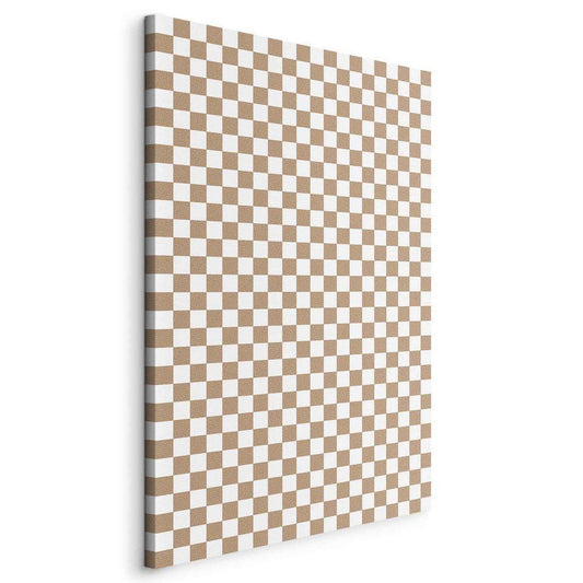 Impression sur toile - Motif en damier - Grille marron-blanche avec un bruit subtil