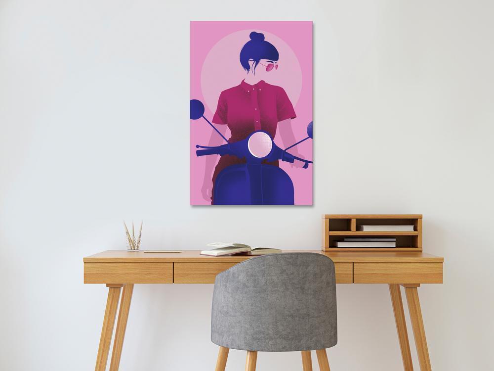Canvas Print - Girl on Scooter (1 Part) Vertical-ArtfulPrivacy-Wall Art Collection
