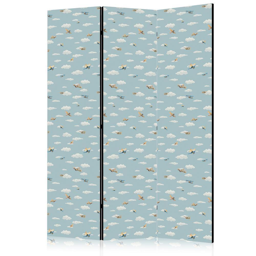 Room Divider - Illustration - Yellow-Blue Airplanes Against a Blue Sky