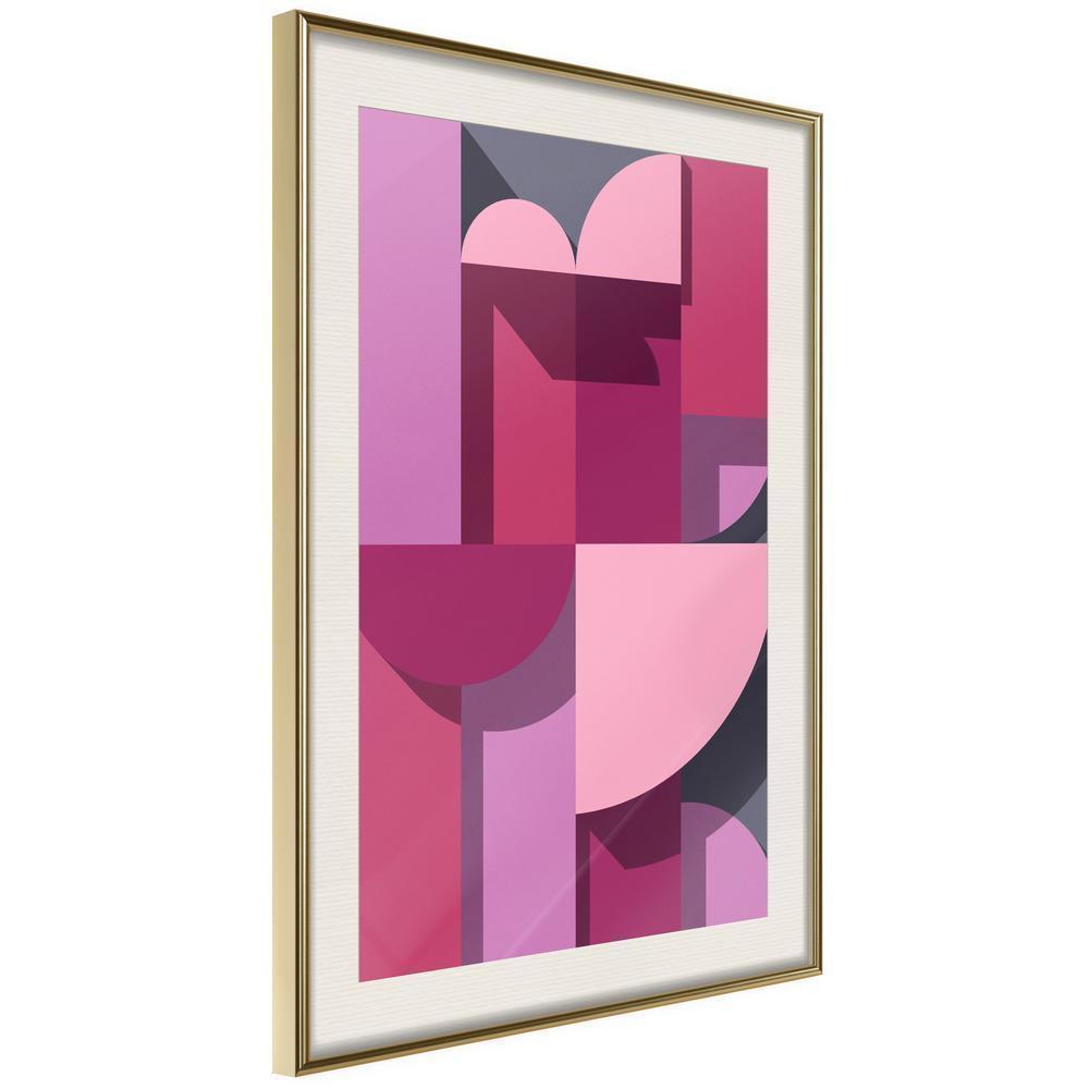 Abstract Poster Frame - Pink Geometry-artwork for wall with acrylic glass protection