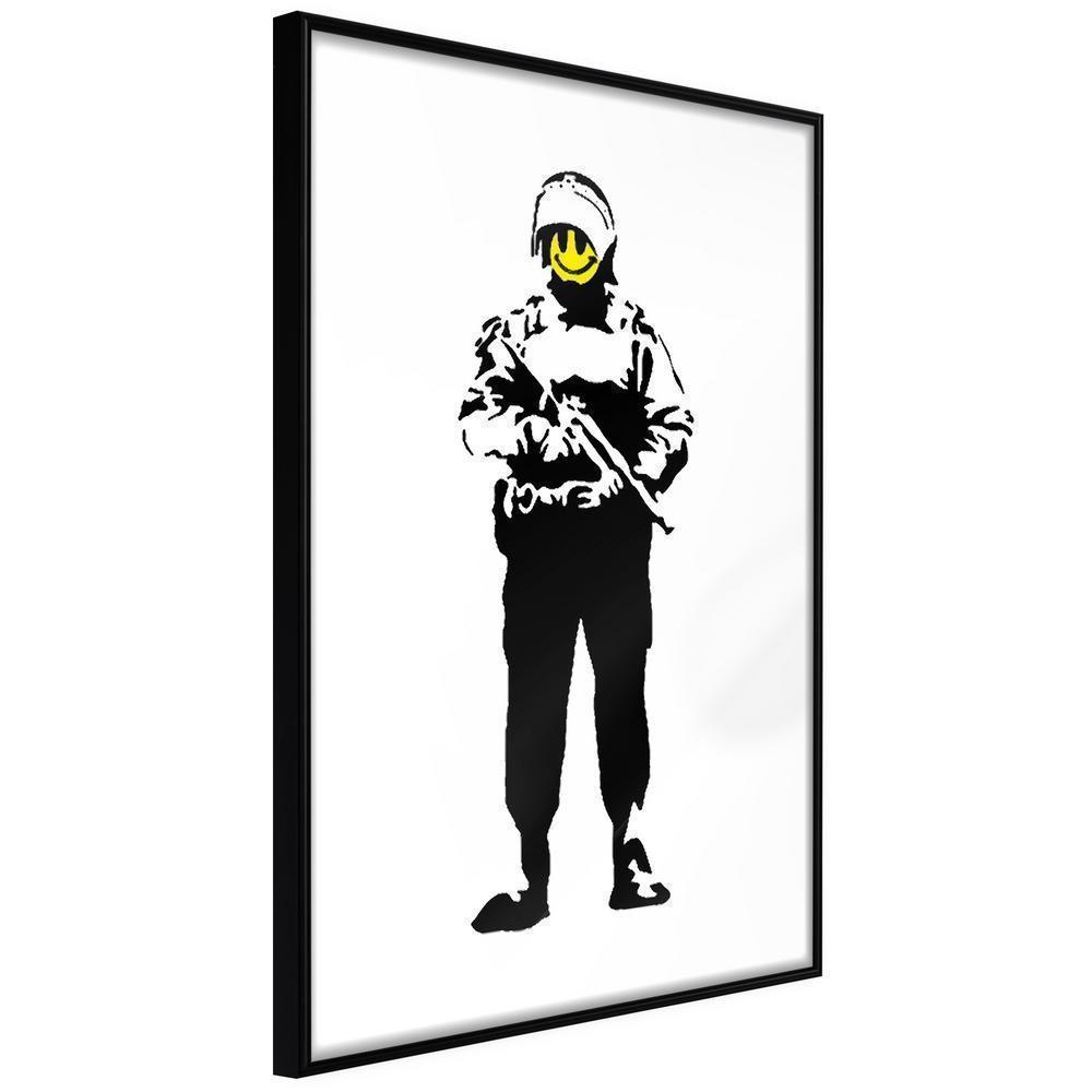 Urban Art Frame - Banksy: Smiling Copper-artwork for wall with acrylic glass protection