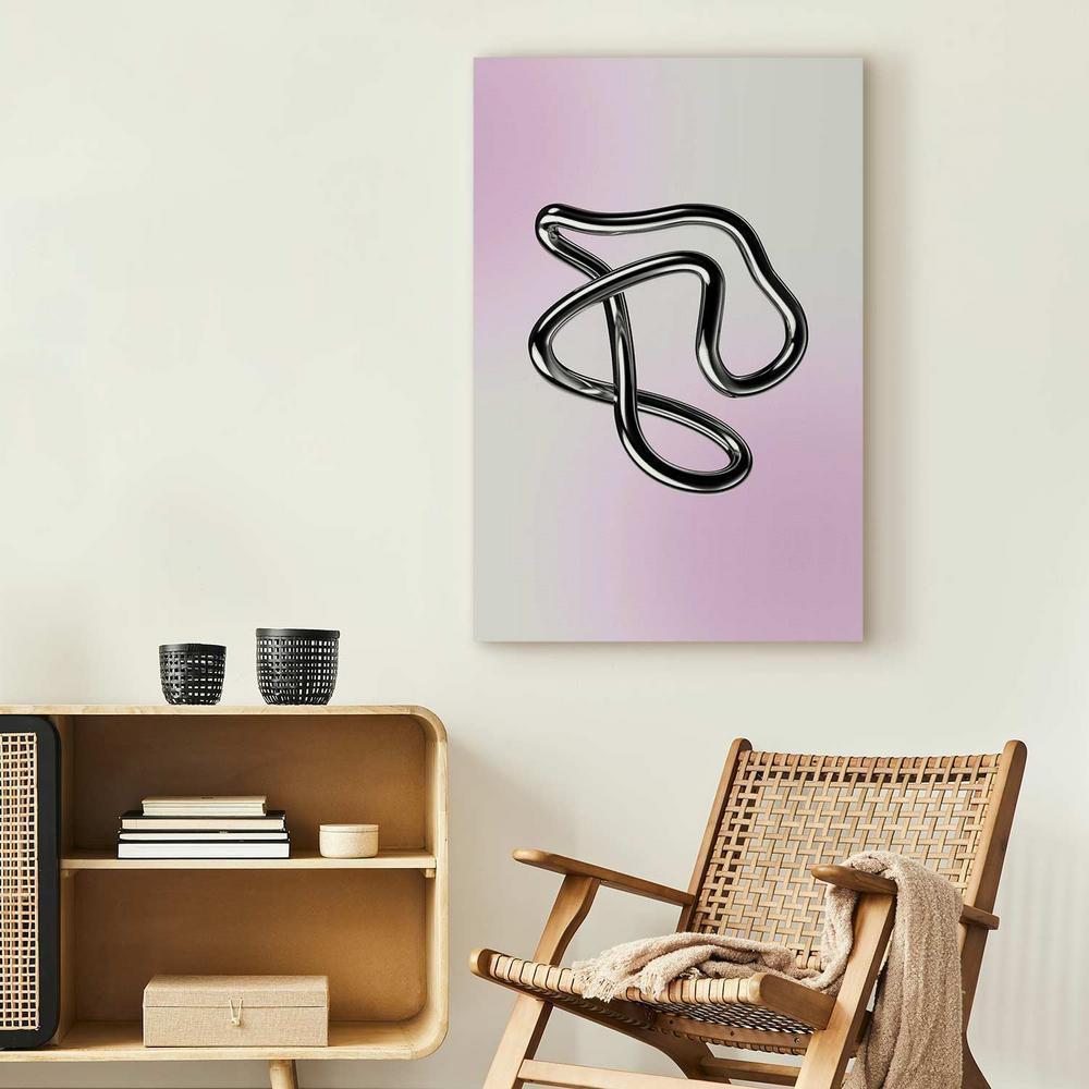 Canvas Print - Silver Intricacies - Fluid Metallic Figure on a Gradient Background