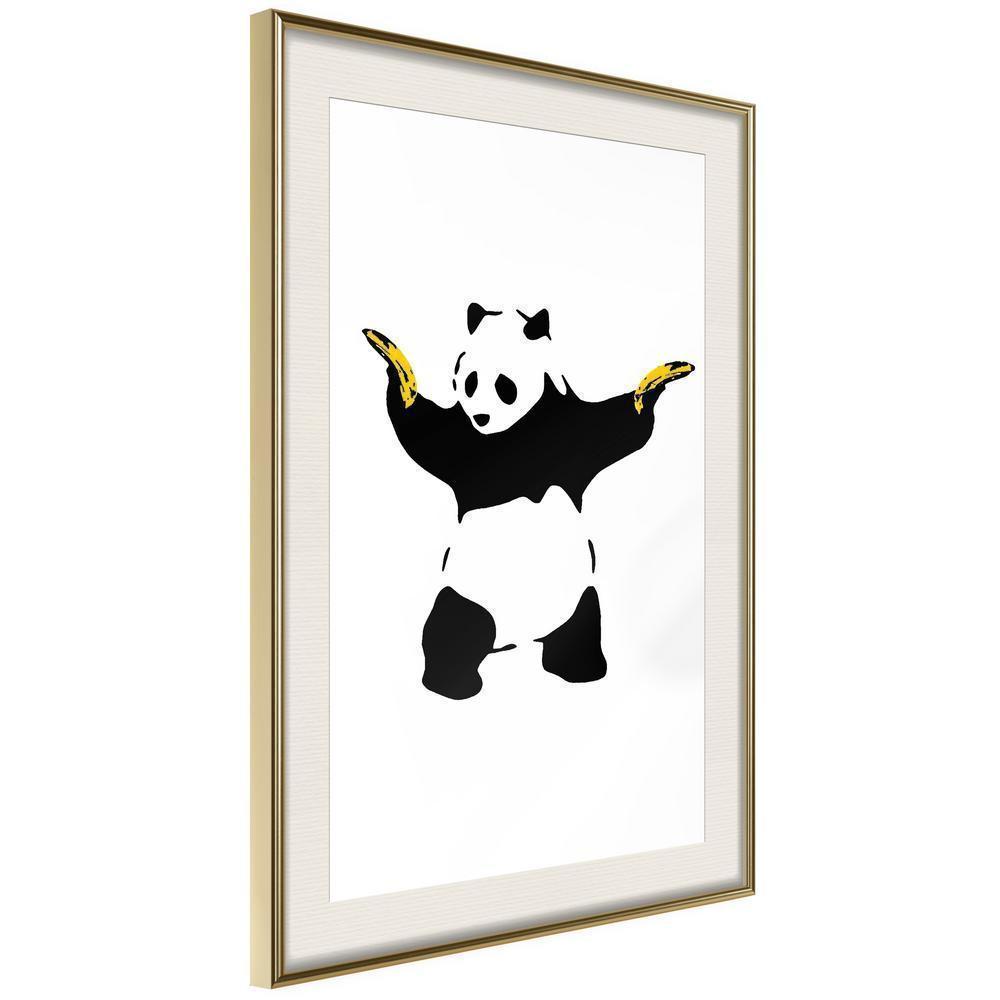Urban Art Frame - Banksy: Panda With Guns-artwork for wall with acrylic glass protection