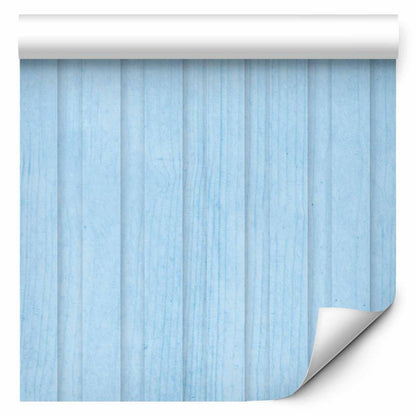 Wallpaper - Blue Panels - Wooden planks in a pastel blue shade