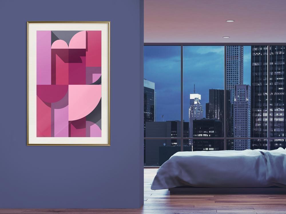 Abstract Poster Frame - Pink Geometry-artwork for wall with acrylic glass protection