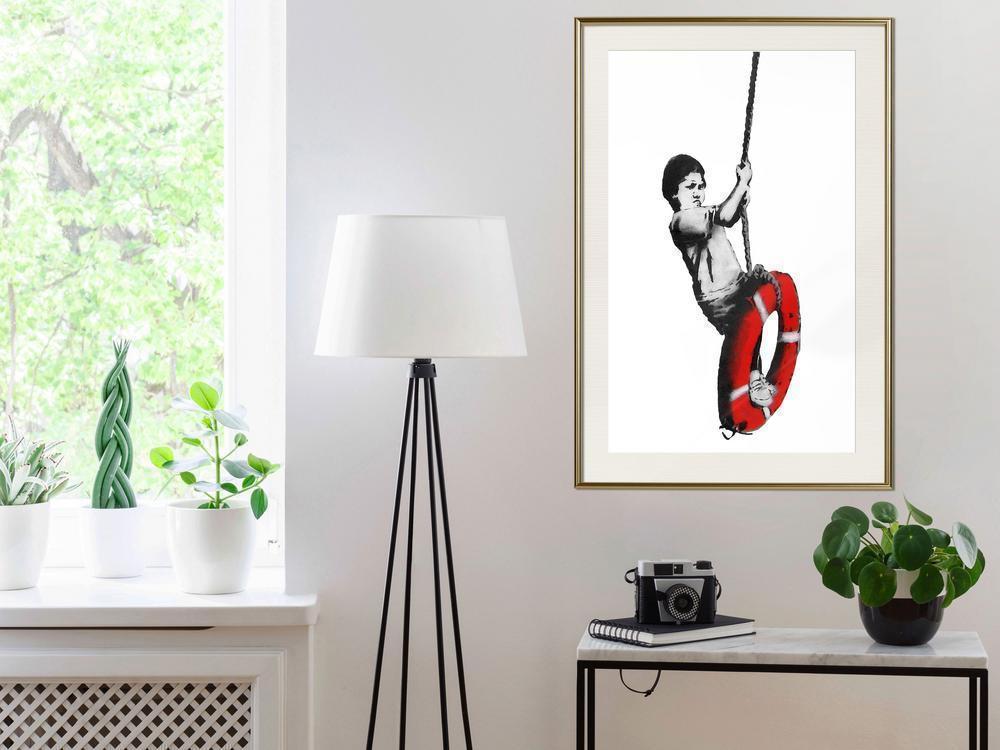 Urban Art Frame - Banksy: Swinger-artwork for wall with acrylic glass protection