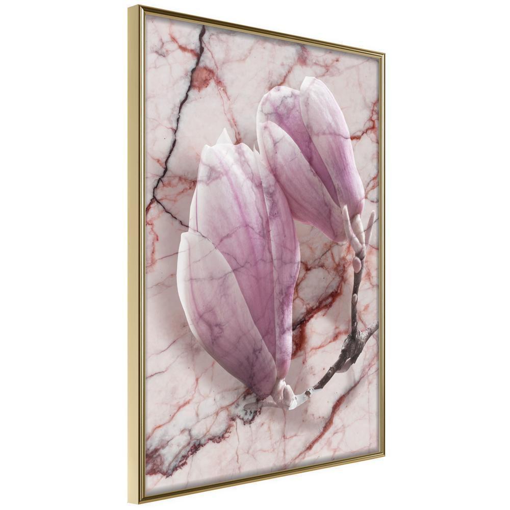 Botanical Wall Art - Magnolia on Marble Background-artwork for wall with acrylic glass protection