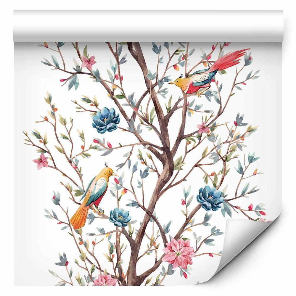 Wallpaper - Birds on a Flowering Twig