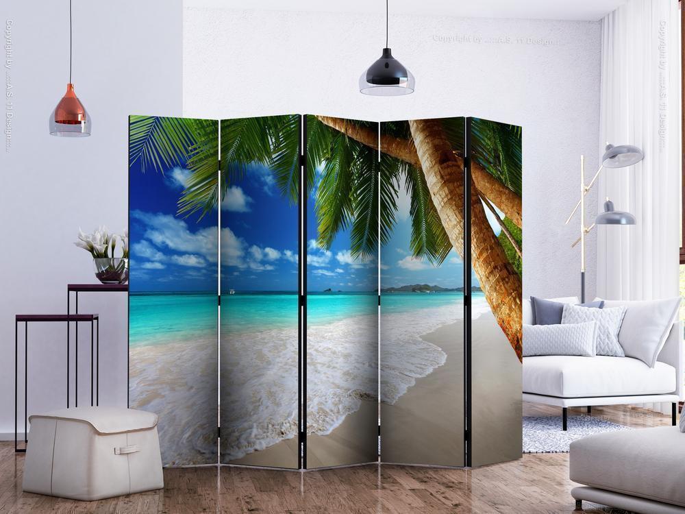 Decorative partition-Room Divider - Tropical island II-Folding Screen Wall Panel by ArtfulPrivacy