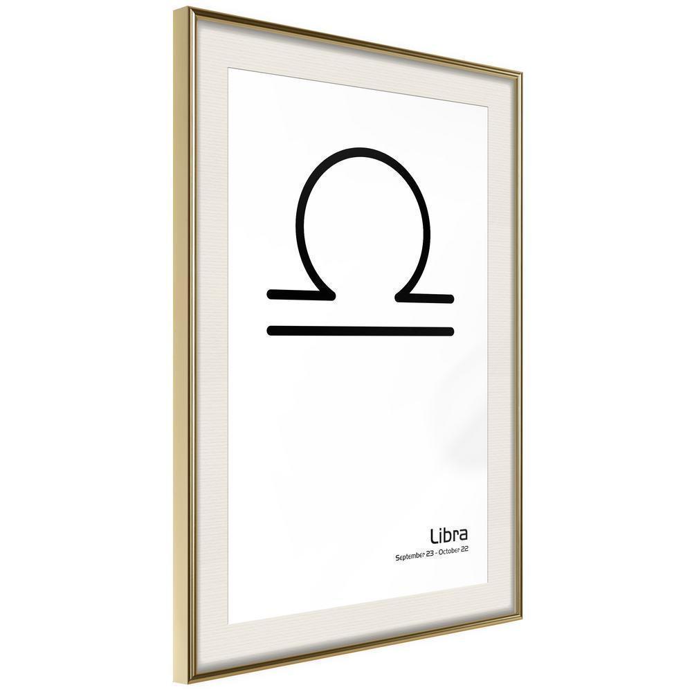 Typography Framed Art Print - Zodiac: Libra II-artwork for wall with acrylic glass protection