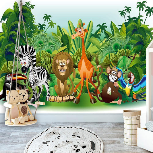 Wall Mural - Jungle Animals-Wall Murals-ArtfulPrivacy