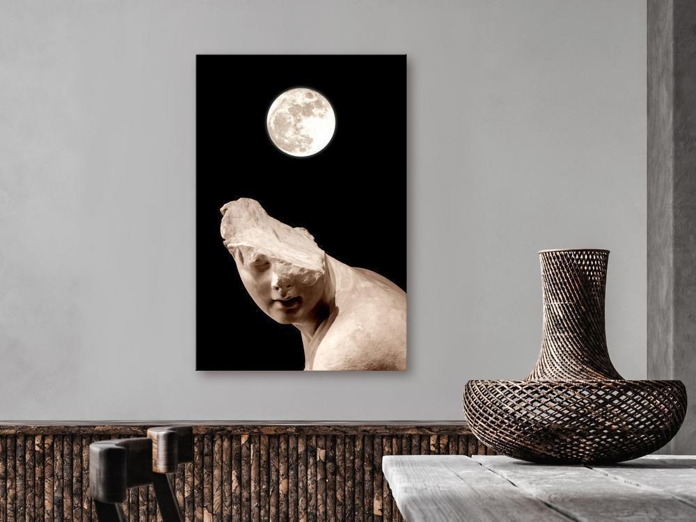 Canvas Print - Moon and Statue (1 Part) Vertical-ArtfulPrivacy-Wall Art Collection