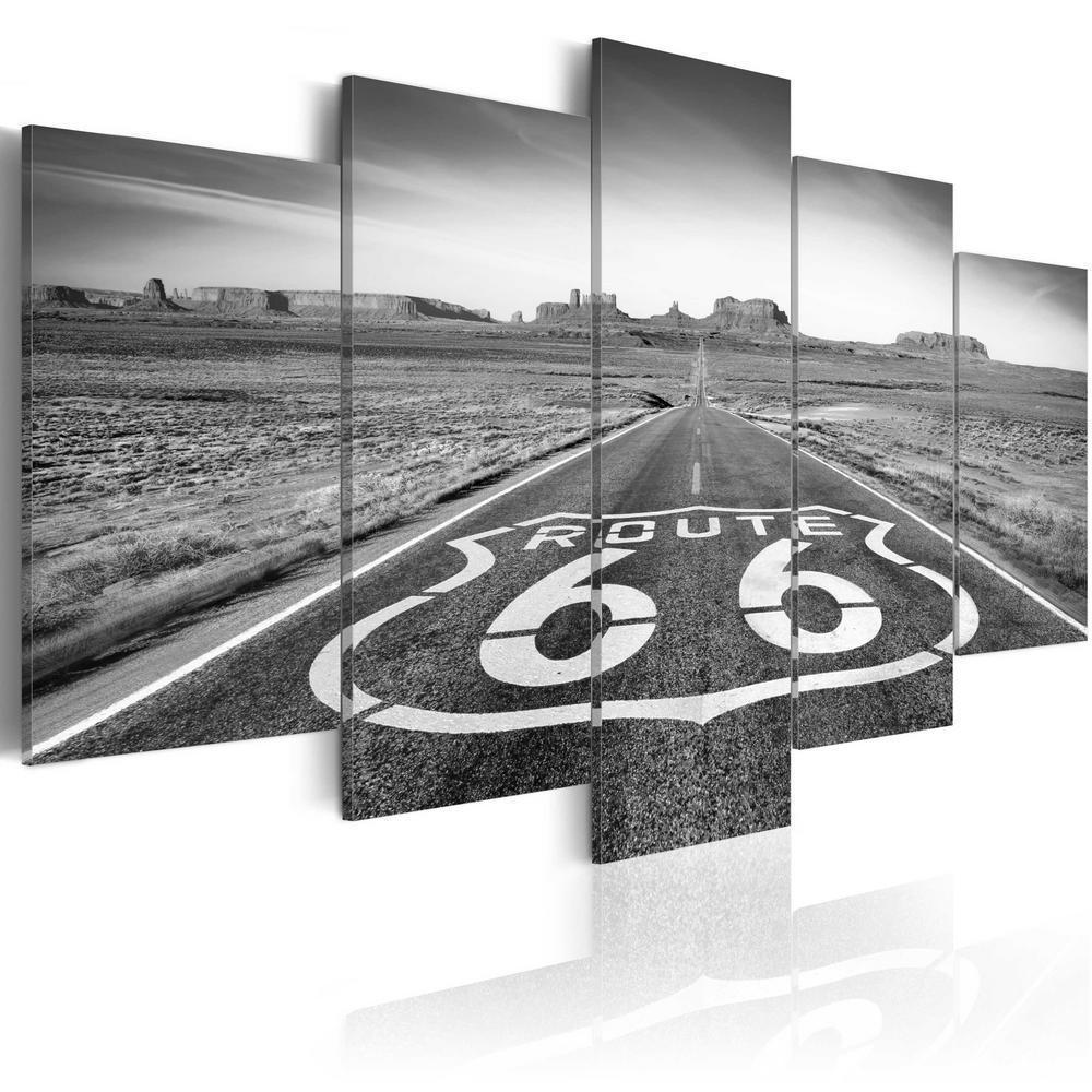 Canvas Print - Route 66 - black and white-ArtfulPrivacy-Wall Art Collection
