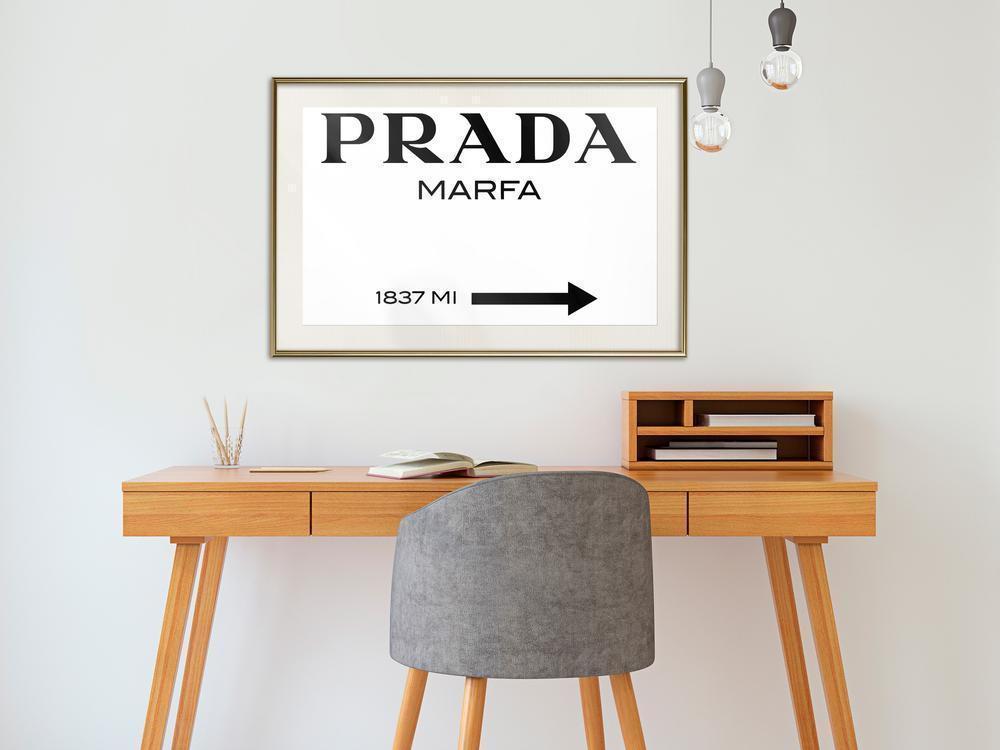 Typography Framed Art Print - Prada (White)-artwork for wall with acrylic glass protection