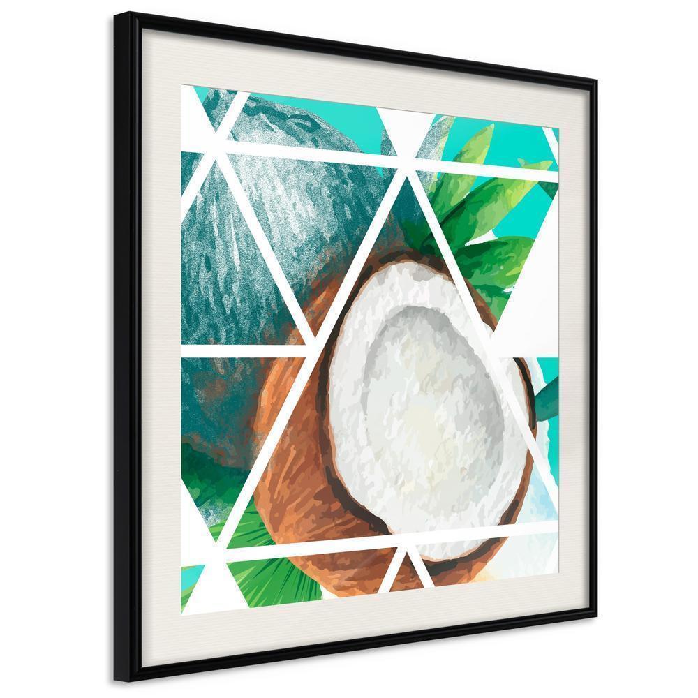 Abstract Poster Frame - Tropical Mosaic with Coconut (Square)-artwork for wall with acrylic glass protection
