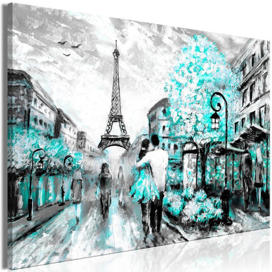Canvas Print - Colourful Rendez-Vous (1 Part) Wide Turquoise-ArtfulPrivacy-Wall Art Collection