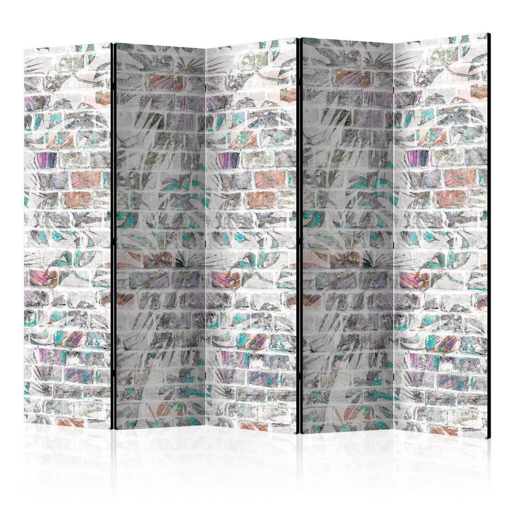 Room Divider - Palm Wall II- A 5 Panel Folding Screen For Living rooms, bedrooms or home office, decorative folding screen made with wood and canvas