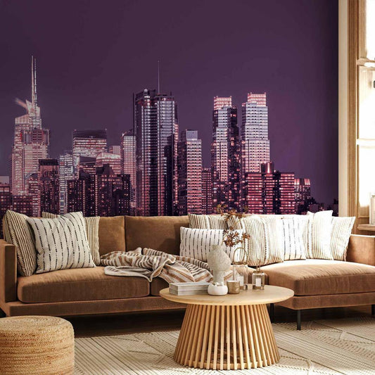 Wall Mural - Purple night over Manhattan - cityscape of New York architecture