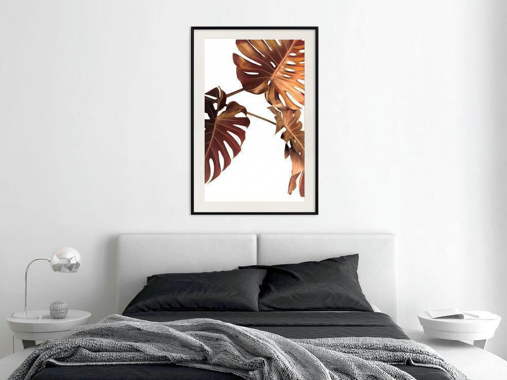 Botanical Wall Art - Copper Monstera-artwork for wall with acrylic glass protection