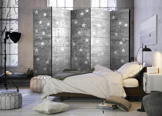 Decorative partition-Room Divider - Stars on Concrete II-Folding Screen Wall Panel by ArtfulPrivacy