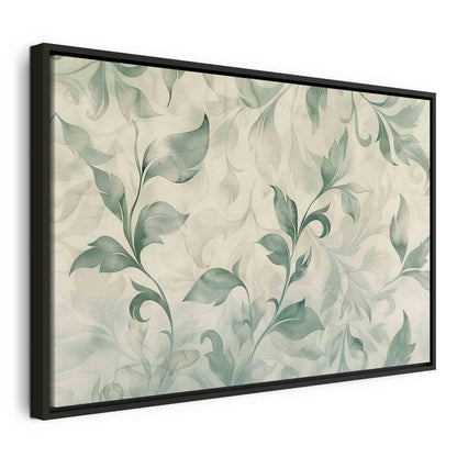 Impression sur toile - Motif botanique aquarelle Feuilles délicates vert-beige