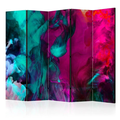 Room Divider - Color madness II- A 5 Panel Folding Screen For Living rooms, bedrooms or home office, decorative folding screen made with wood and canvas