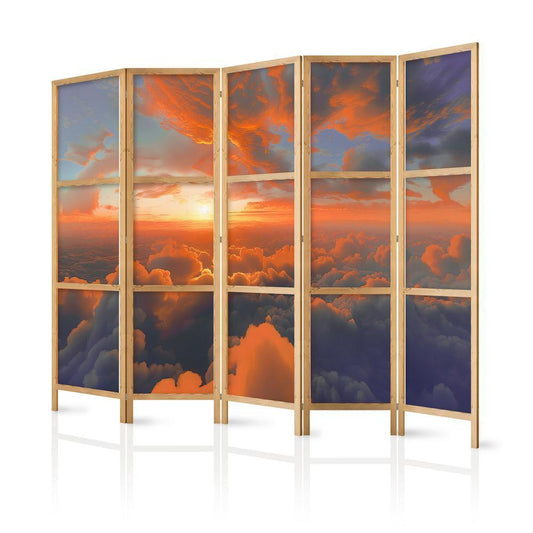 Japanese Room Divider - When Dawn Tickles the Clouds: A Spectacle of Colors on the Morning Sky