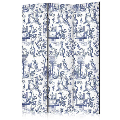 Room Divider - Rome and Botany - Blue Pattern with a Greek and Plant Motif