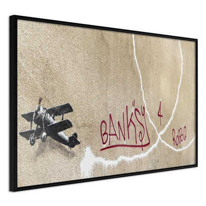 Urban Art Frame - Banksy: Love Plane-artwork for wall with acrylic glass protection
