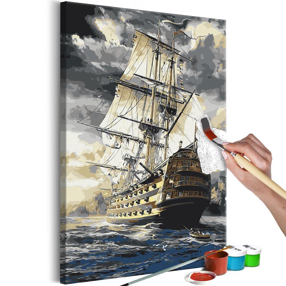 Start learning Painting - Paint By Numbers Kit - Frigate - new hobby