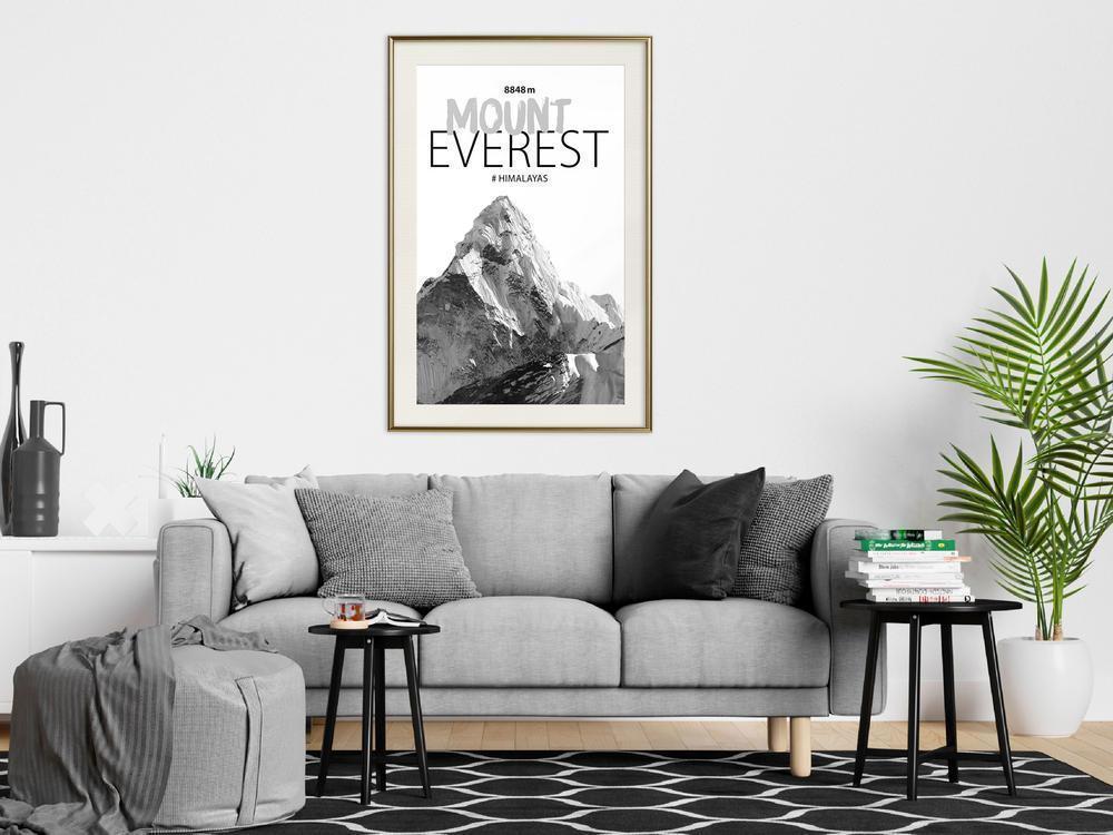 Winter Design Framed Artwork - Peaks of the World: Mount Everest-artwork for wall with acrylic glass protection
