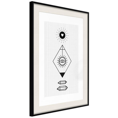 Black and White Framed Poster - Intuition-artwork for wall with acrylic glass protection