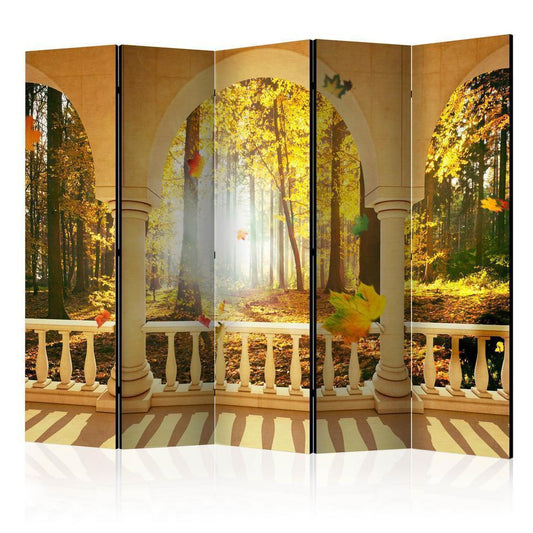 Room Divider - Dream About Autumnal Forest II- A 5 Panel Folding Screen For Living rooms, bedrooms or home office, decorative folding screen made with wood and canvas