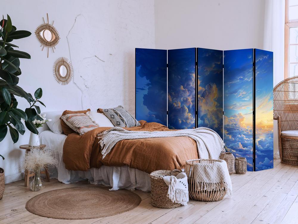 Room Divider - When the Sky Becomes a Canvas: Artistic Work of Nature in the Clouds- A 5 Panel Folding Screen For Living rooms, bedrooms or home office, decorative folding screen made with wood and canvas