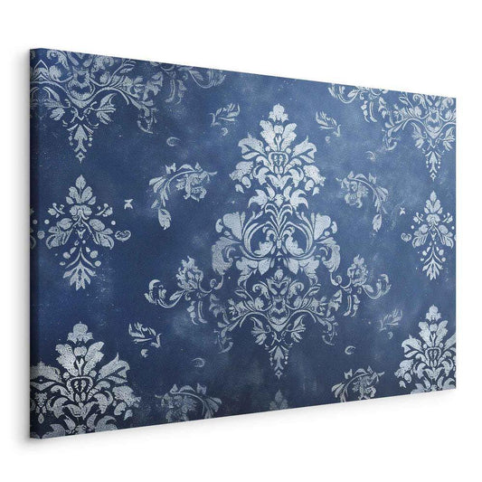 Canvas Print - Retro Ornament Decorative Motif in Worn Blues