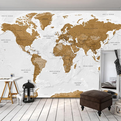 Wall Mural - World Map: White Oceans-Wall Murals-ArtfulPrivacy