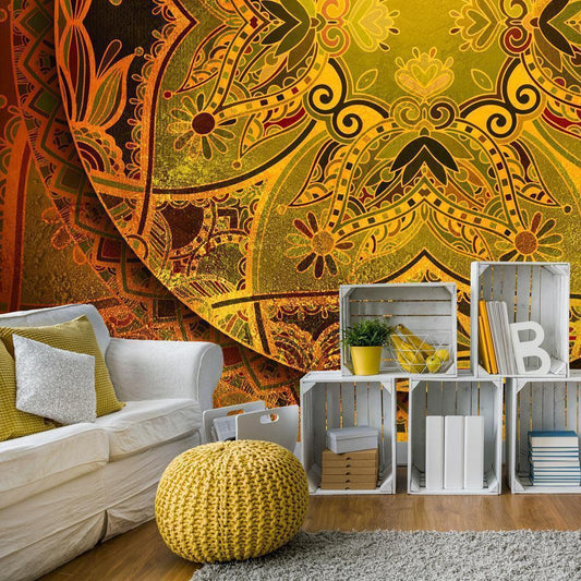 Wall Mural - Mandala: Golden Poem-Wall Murals-ArtfulPrivacy