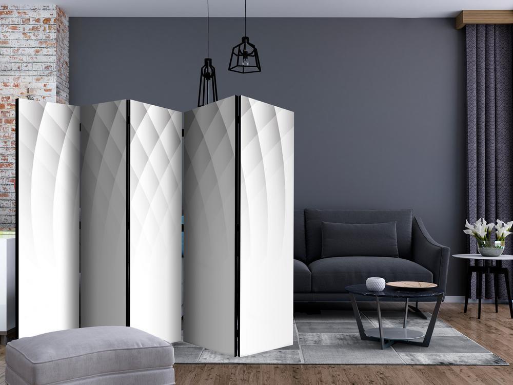 Room Divider - Structure of Light II- A 5 Panel Folding Screen For Living rooms, bedrooms or home office, decorative folding screen made with wood and canvas