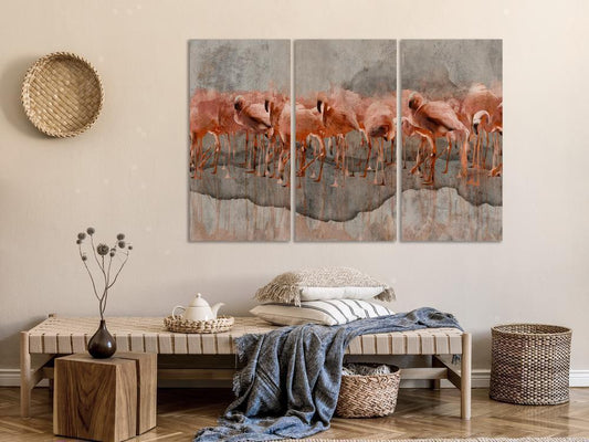 Canvas Print - Flamingo Lake (3 Parts)-ArtfulPrivacy-Wall Art Collection