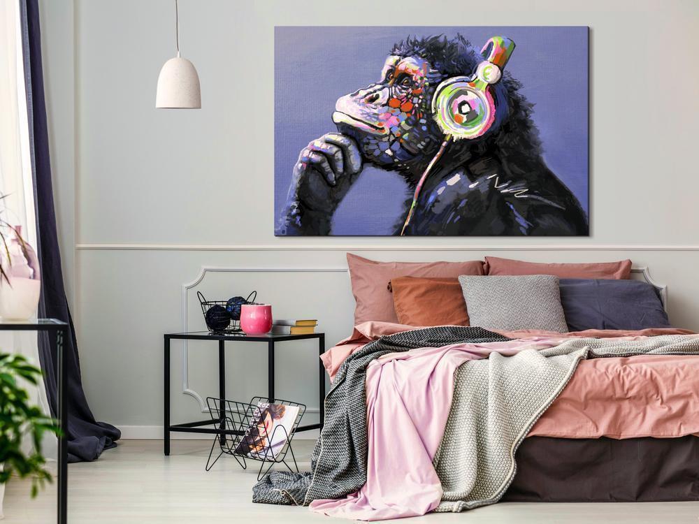 Canvas Print - Musical Monkey (1 Part) Wide-ArtfulPrivacy-Wall Art Collection