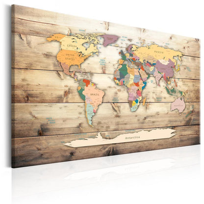 Canvas Print - World Map: Colourful Continents-ArtfulPrivacy-Wall Art Collection
