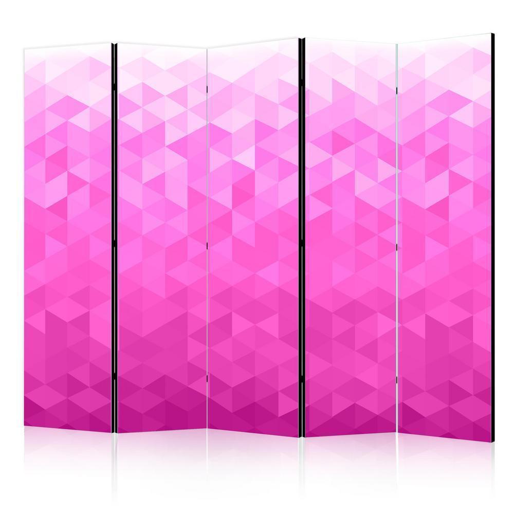 Room Divider - PInk pixel II- A 5 Panel Folding Screen For Living rooms, bedrooms or home office, decorative folding screen made with wood and canvas